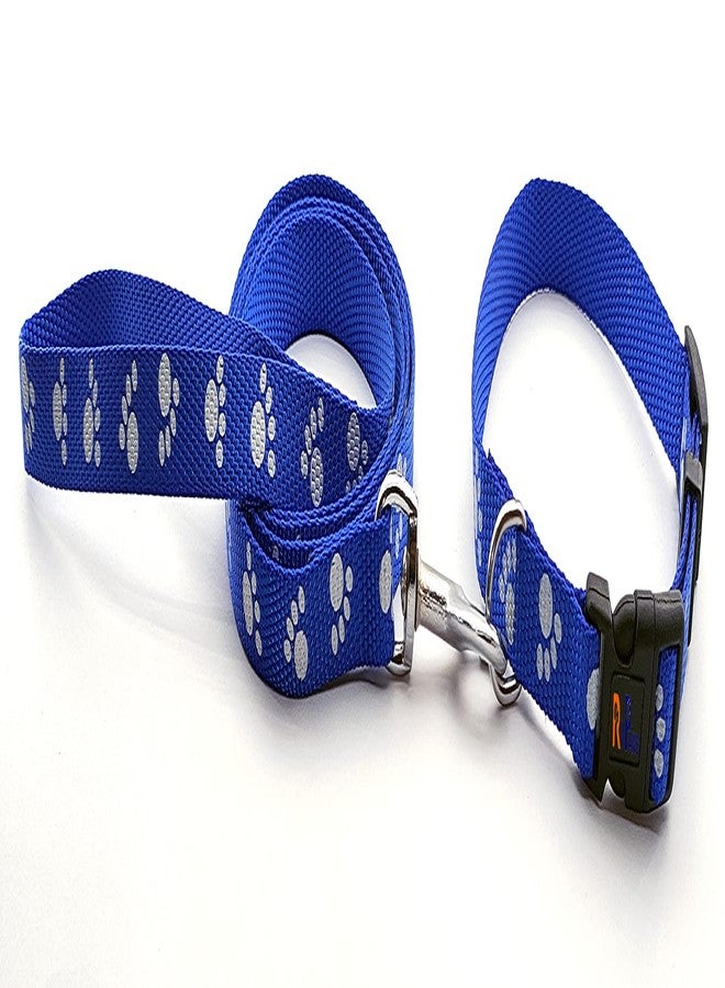 Pups&Pets طقم طوق ومقود من النايلون مطبوع عليه شكل مخلب من Pups&Pets، مثالي لجميع سلالات الجراء والكلاب الصغيرة (15 مم، لون أزرق). - Image 1